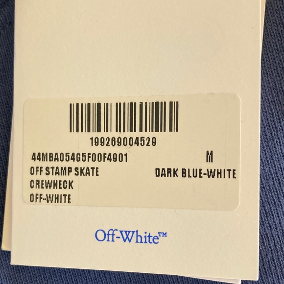 Off White Virgil Abloh NWT Men’s Sweatshirt Skate Crewneck Dark Blue White - Picture 8 of 13